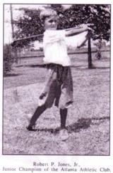 A vintage golf photo of a young Bobby Jones.