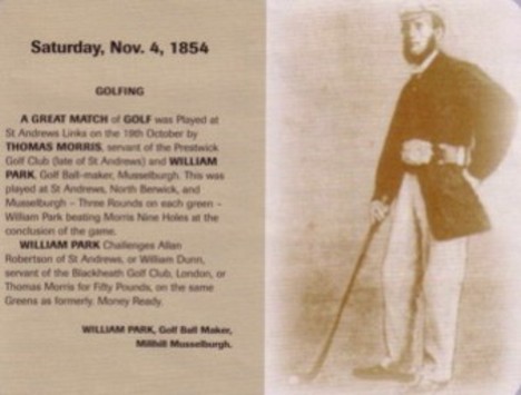 A copy of an ad place by golfer Willie Park Sr, looking to wager another golfer.