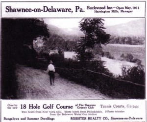 Vintaghe ad for the Buckwood Inn Golf Resort now the Shawnee Inn and Golf Resort
