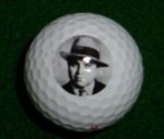 A photo of Al Capone on a golf ball.