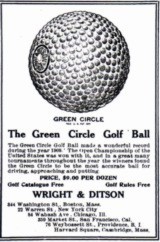 A vintage ad for Wright & Ditson Green Circle golf balls.