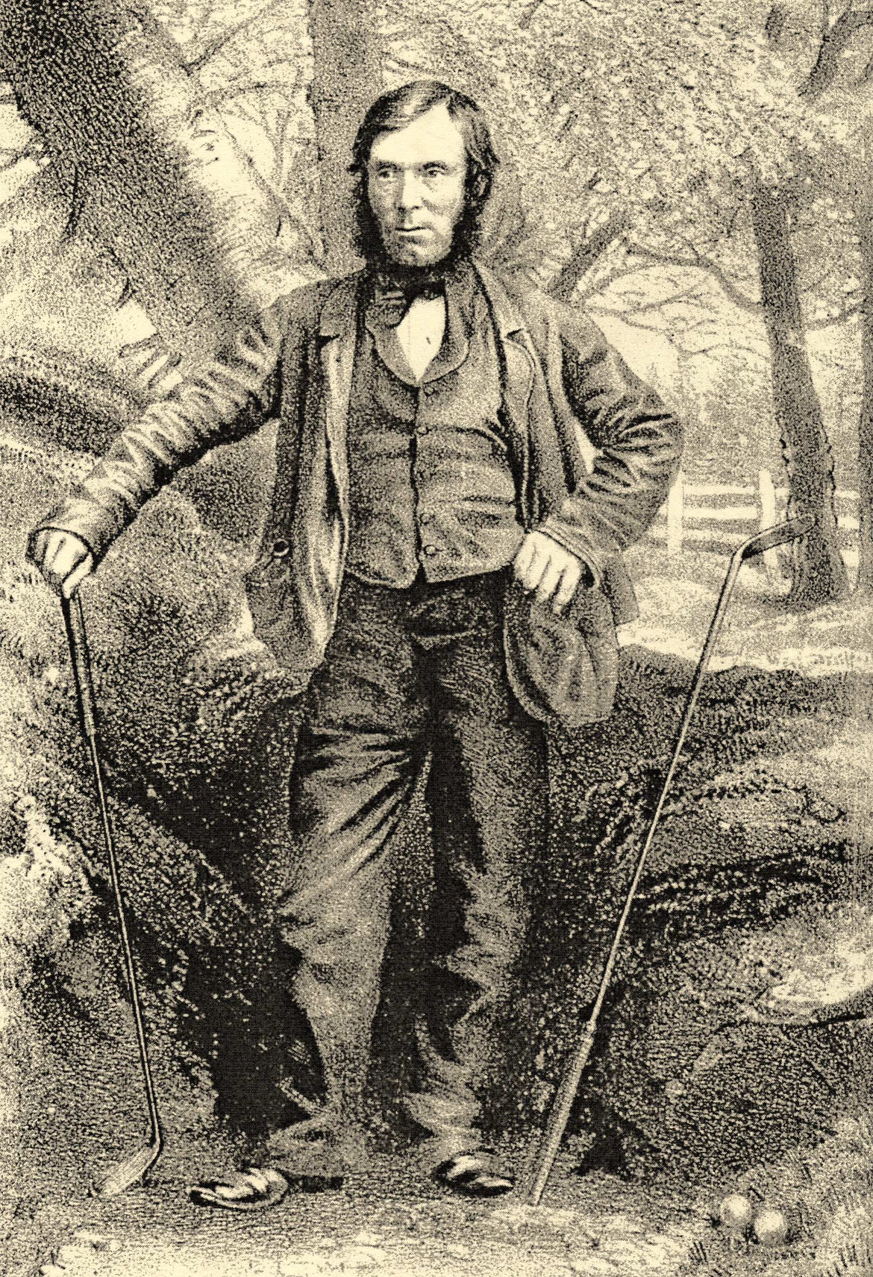 A lithograph of Alan Robertson, golf professional. Considered the Grandfather of Modern Golf.