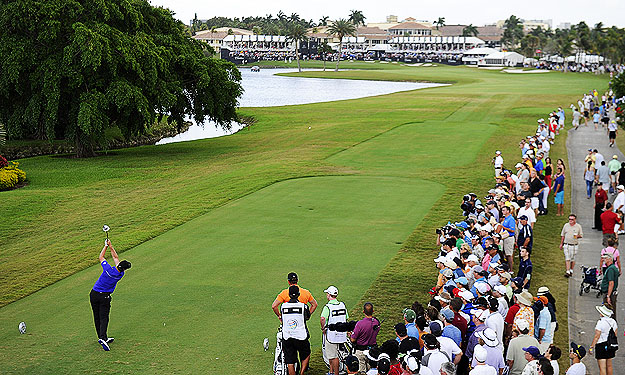 A photo of the 18th hole at the Doral Blue Monster Golf Course, home of the WGC-Cadillac Golf Tournament.