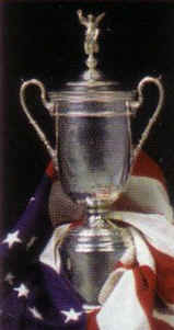 A photo of the United States Golf Association Open Trophy. 